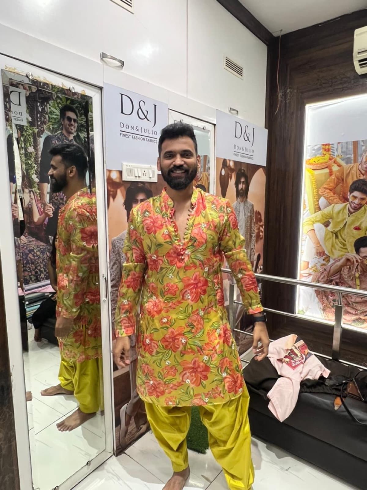 Floral printed kurta with patiala salwar