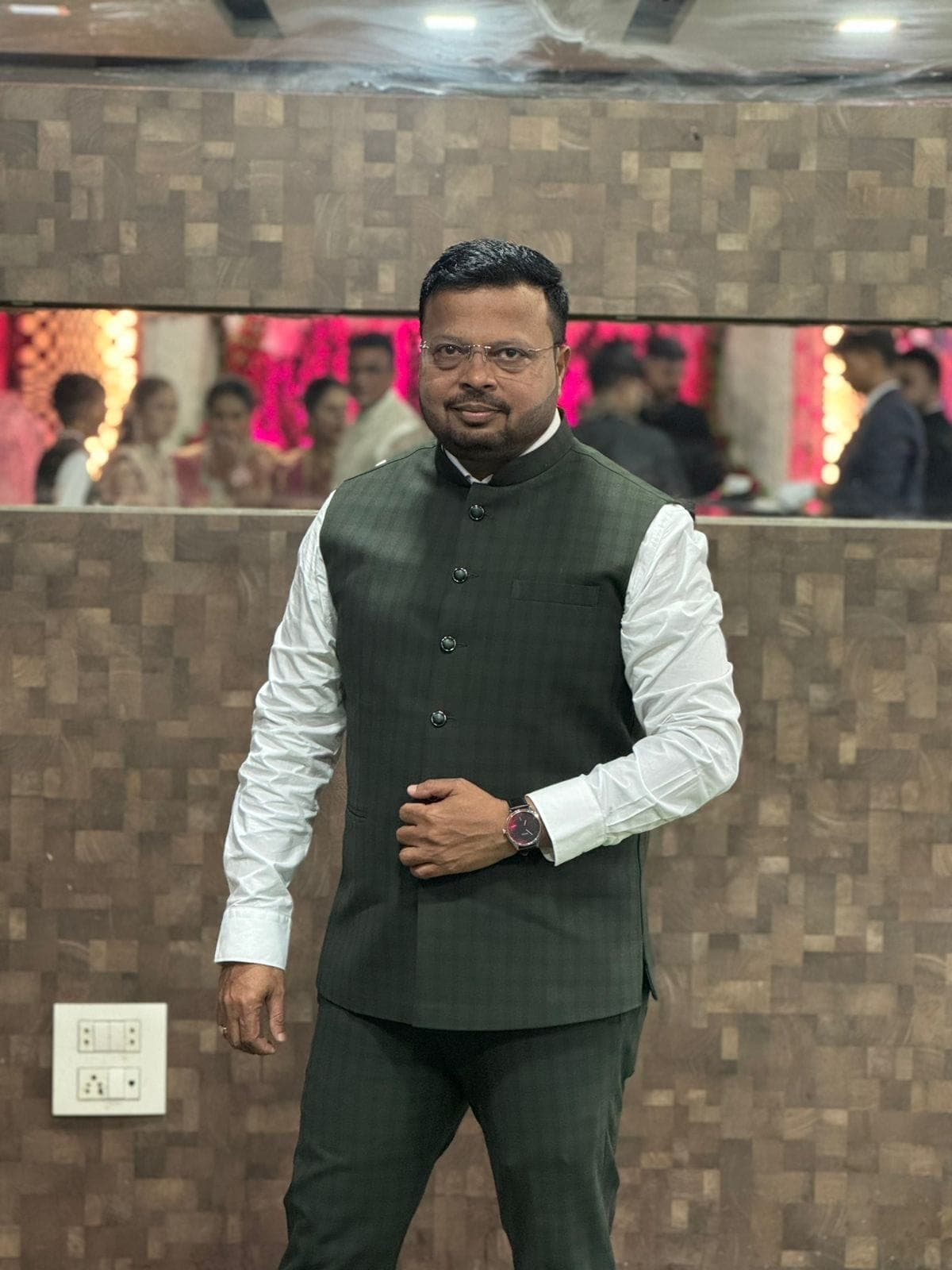 Bottle green check waistcoat